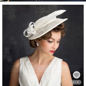 Cream derby wedding hat